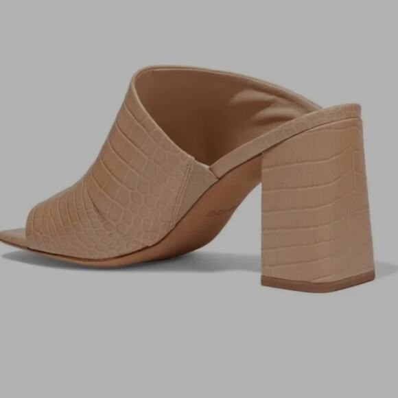 Vince "Nelda" Cutout Croc-Effect Leather Mules in Beige Size 10M - Picture 3 of 8